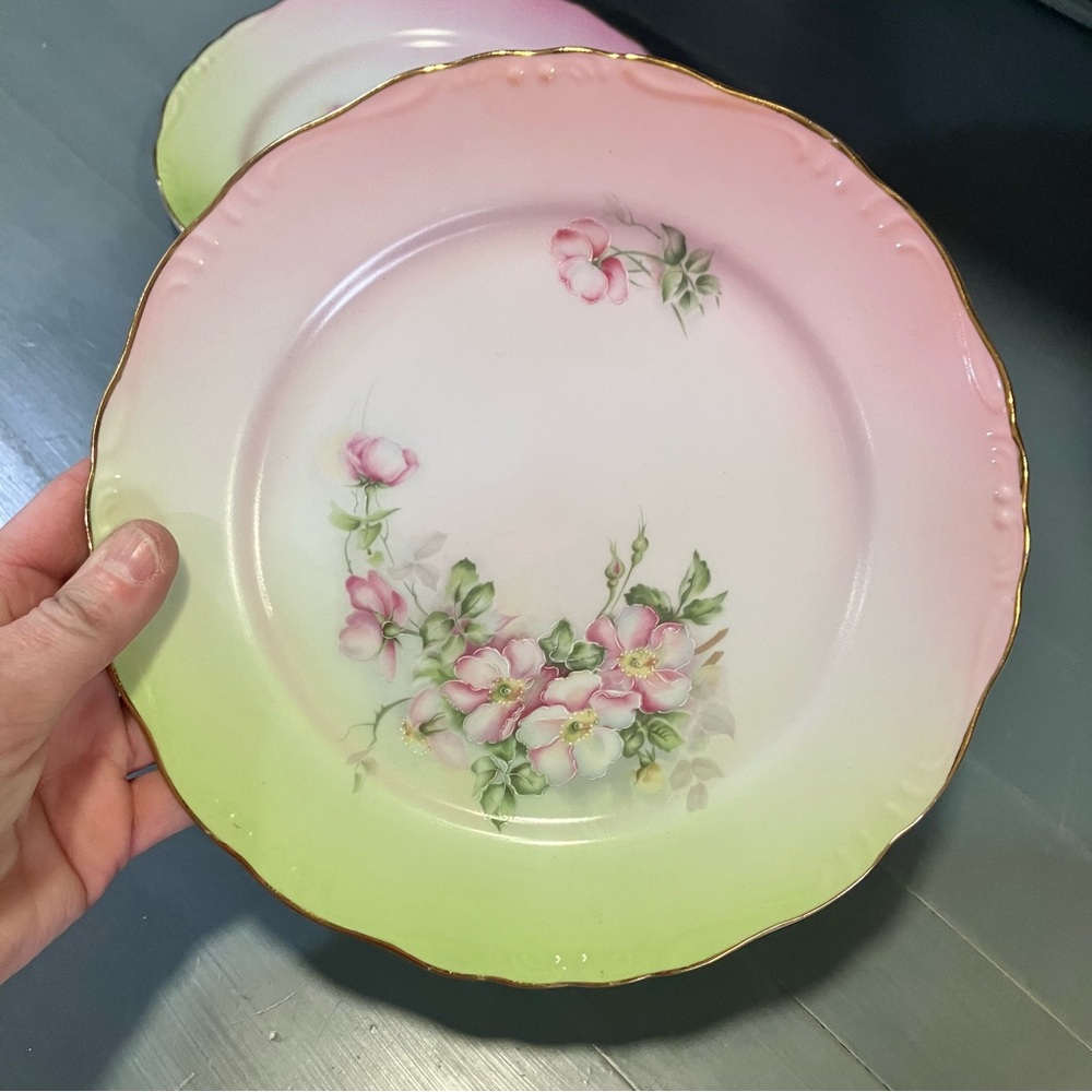Vintage pink salad desert plates 8” set of 3